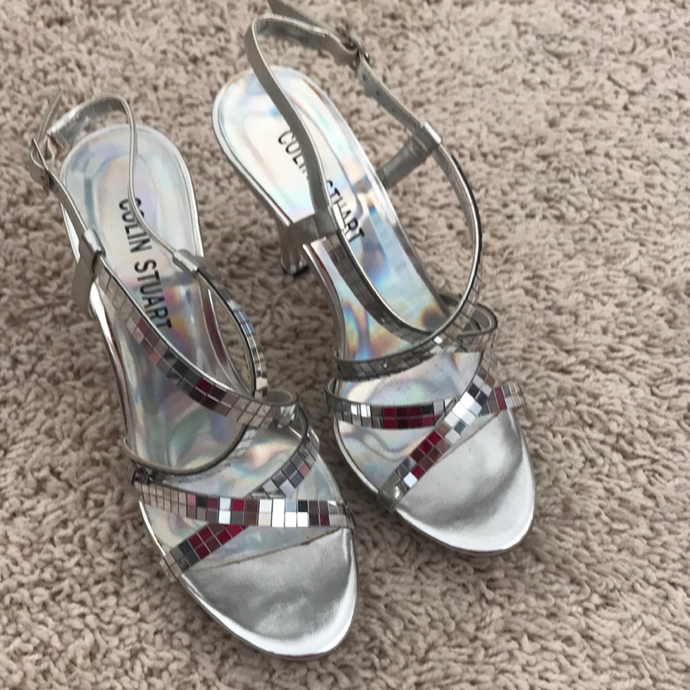 Silver Mirrored Wrap Around, Open Toe And Heel Sa… - image 1